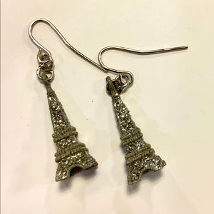 Vintage Petit Eiffel Tower Marcasite Drop Earrings